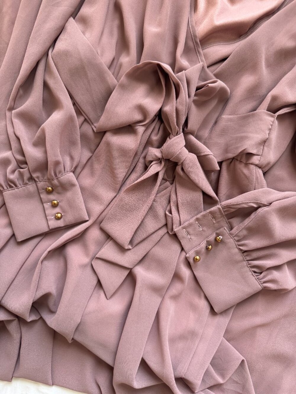 Baltic Born Lydia Deep Mauve Chiffon Maxi Dress Women's Size XL Long Sleeve - Picture 5 of 8
